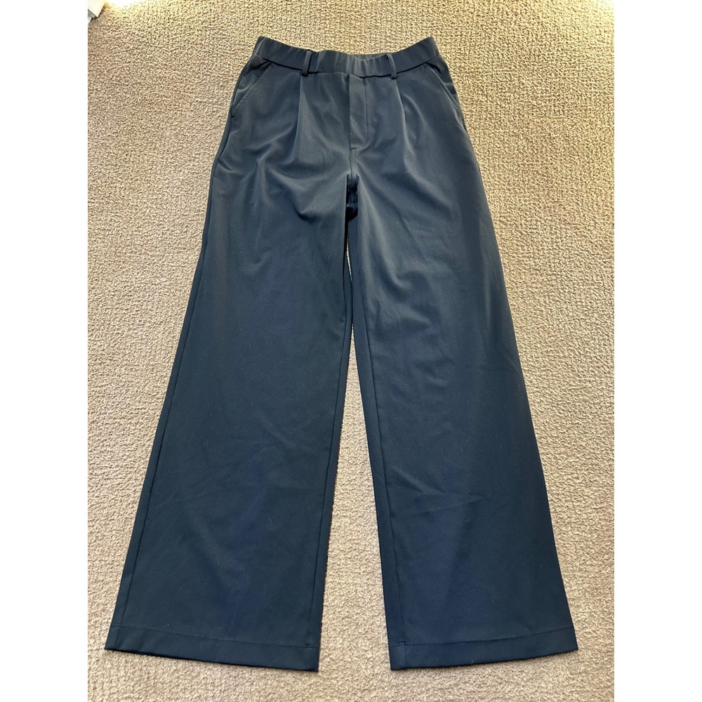 Halara Black High Waisted Wide Leg Pleated Trousers Pants Size M Regular